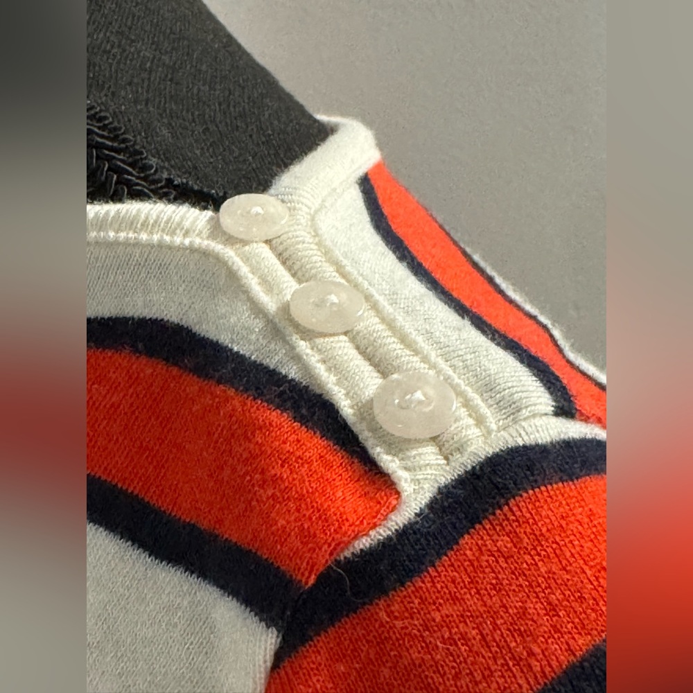 1901 striped boatneck red orange, blue, and white 3/4 sleeve XS - Picture 4 of 8